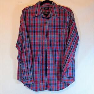 Vintage Liz Claiborne Crazy Horse Plaid Medium Women's Long Sleeve Button Up